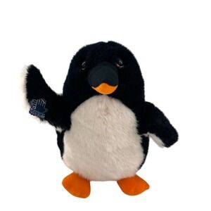 Vintage Applause Stuffed Penguin Plush 12" Black White Orange Feet Beak 1984